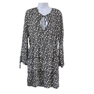 Missguided Keyhole Tiered Smock Dress Floral Size 14